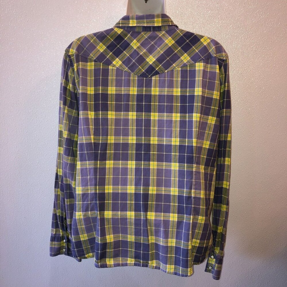 American Eagle Womens Size XXL Purple Plaid Long Sleeve Pearl Snap Shirt - Picture 7 of 9